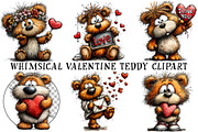 Whimsical Valentine Teddy Clipart, an Illustration by OK Design (Thumbnail 2 of 6)