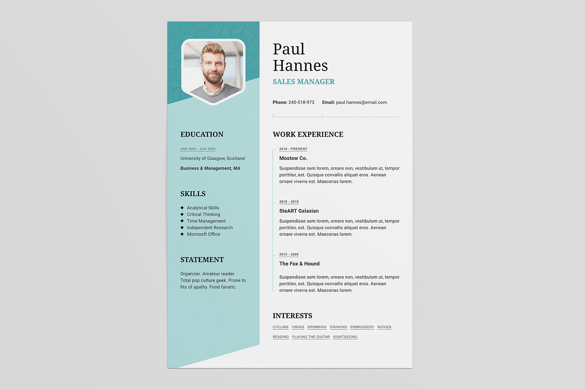 Hannes Resume CV & Business Card, a Resume Template by Jinro (Photo 3 of 5)