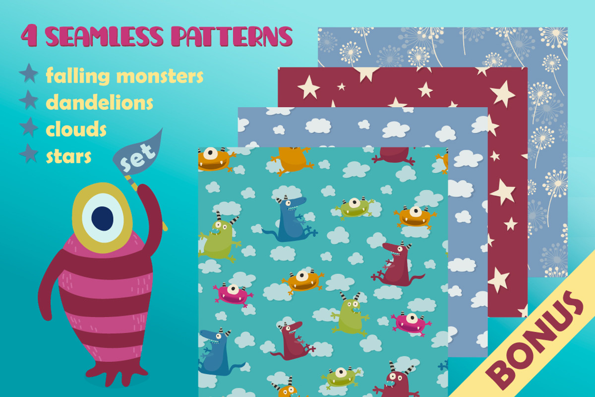Hand-drawn cartoon MONSTERS bundle, an Illustration by Pxlhead (Photo 4 of 9)