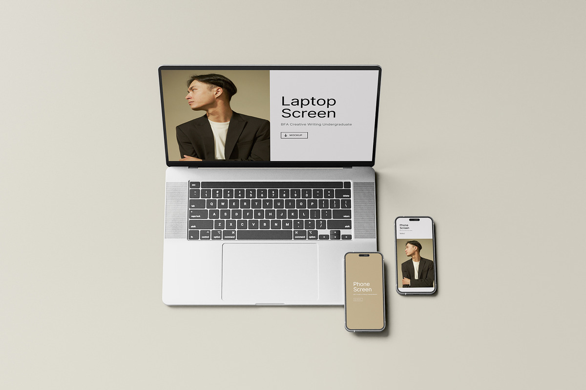Laptop And Phone Mockup, a Wearable Device Mockup by Graphic_world89 (Photo 5 of 8)