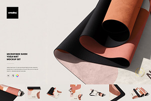 Microfiber Suede Yoga Mat Mockup Set, a Merchandise Mockup by creatsy5