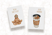 Cute Sloths - watercolor set, an Animal Illustration by CrystalinaShop (Thumbnail 4 of 4)