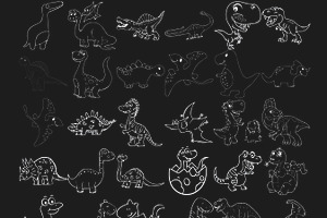 Cartoon Dinosaur Outlines Set 2