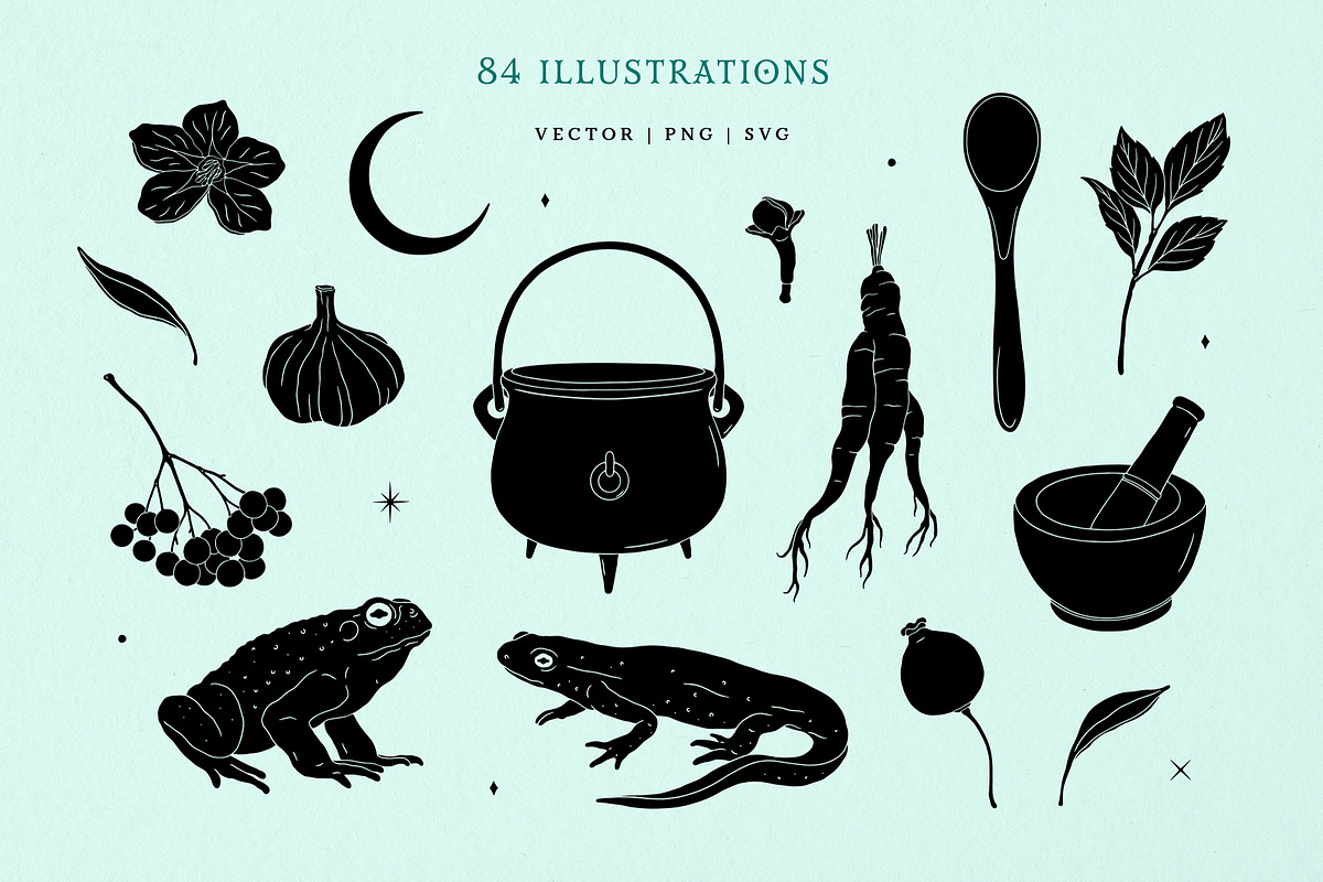 Mystic Garden Vector Illustrations, a Seasonal Illustration by rouxsupplyco (Photo 2 of 11)