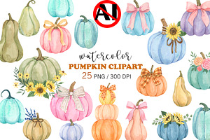 Watercolor Pumpkin Clipart PNG