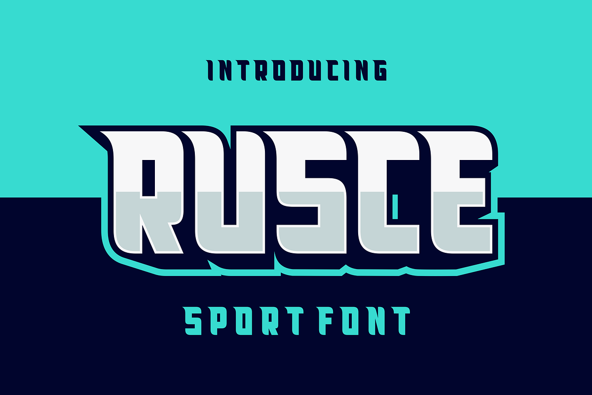 Rusce - Bold Sport Font, a Font by lelevien (Photo 1 of 4)