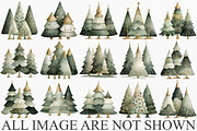 Cute Christmas Trees Clipart, an Illustration by Canvas Craft (Thumbnail 3 of 6)