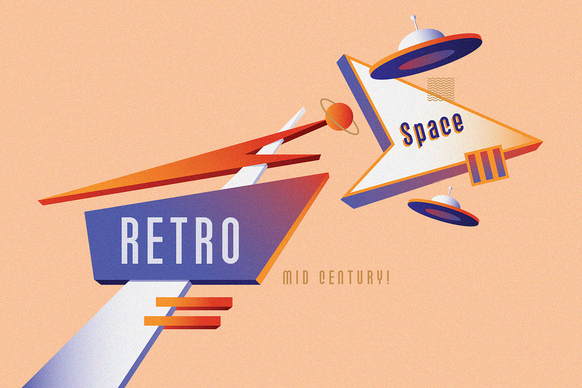 Space Voyage - Retro Design Toolkit, an Object Illustration by Polar Vectors (Photo 12 of 23)