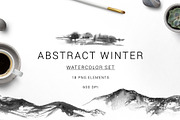 Watercolor abstract winter set, a Seasonal Illustration by LeriaArt watercolor (Thumbnail 1 of 6)
