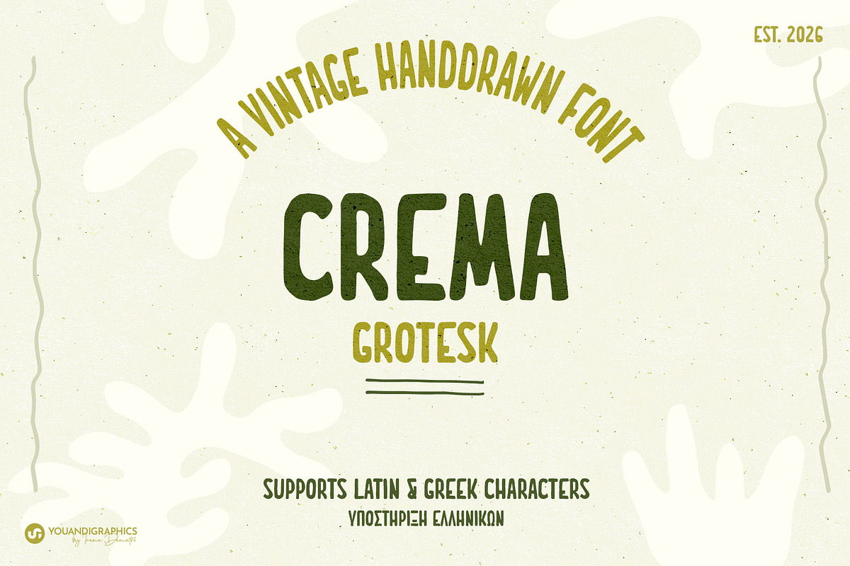 Crema Grotesk Handdrawn Font, a Handwritten Font by Youandigraphics (Photo 1 of 10)