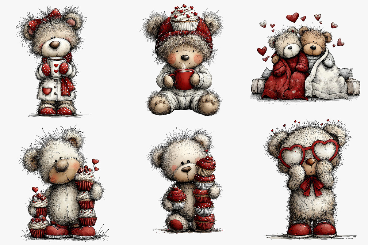 Valentines Teddy Bear Clipart, an Illustration by CreationArt (Photo 3 of 5)