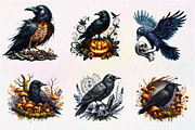 Watercolor Halloween Crow Clipart, an Illustration by CreationArt (Thumbnail 4 of 5)