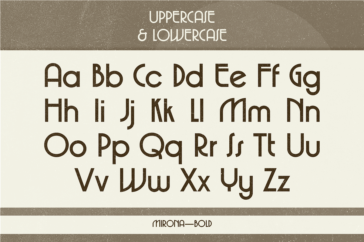Mirona - Display Retro Font, a Sans Serif Font by Prominent & Affluent (Photo 2 of 9)