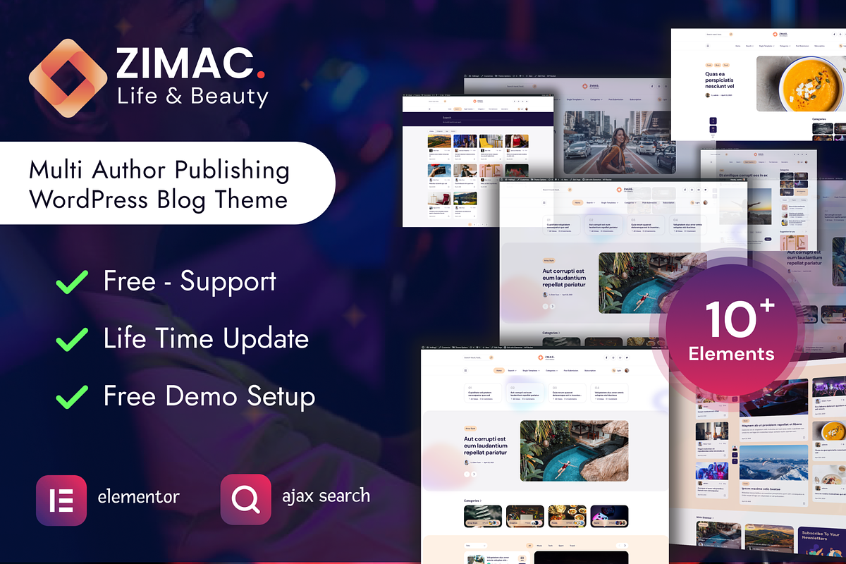 ZIMAC Multi Author WP theme, a WordPress Template by myshopkit (Photo 1 of 3)