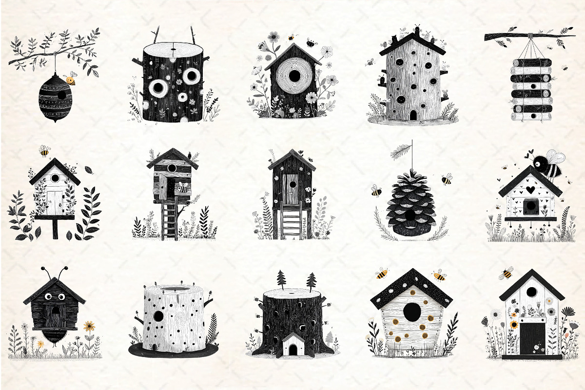 Bee House Clipart Set, an Illustration by DreamCafeArt (Photo 4 of 6)