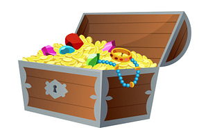 Treasure gold coins. Chest full of, an Object Illustration by the8monkey