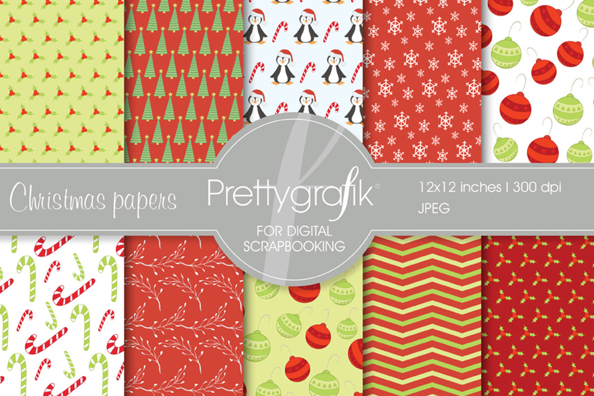 Christmas digital paper, commercial