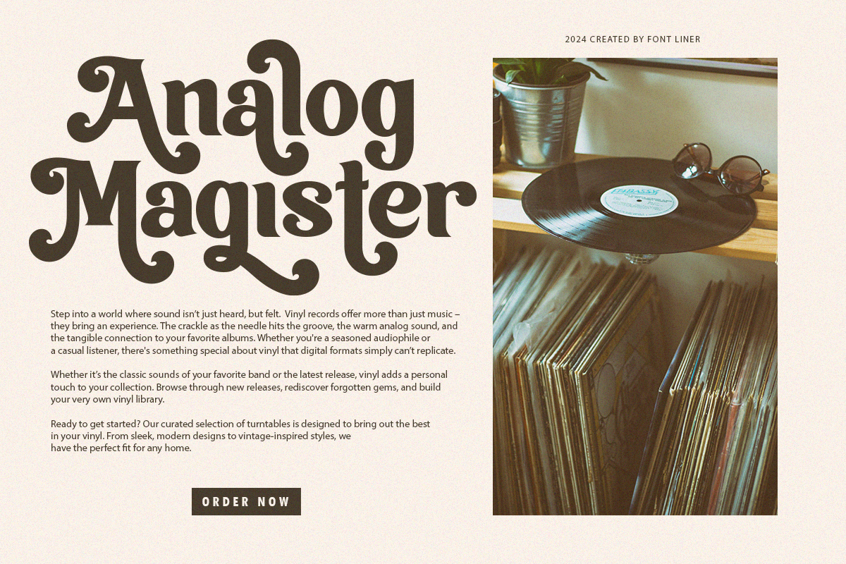Night Melody - Stylish Retro Font, a Serif Font by Font Liner (Photo 6 of 12)