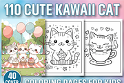 Cute Kawaii Cat Coloring Pages, a Decorative Illustration by Design Station (Thumbnail 1 of 4)