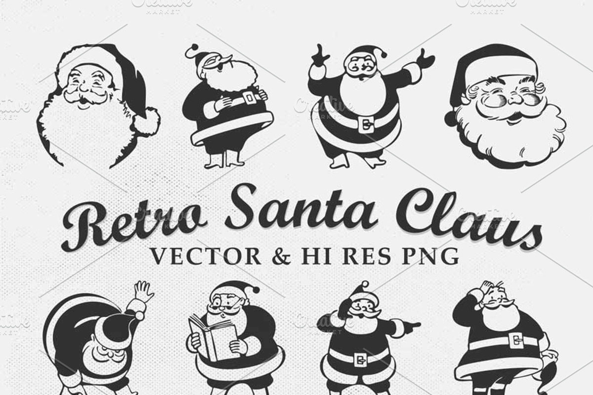 Retro Vintage Santa Claus Vector, a Seasonal Illustration by Seaquint