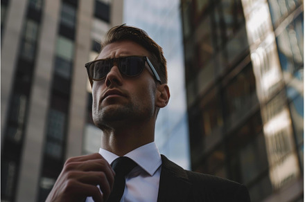 Serious businessman adjusting his, a Person Photo by Ylivdesign