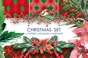 Watercolor Christmas Set
