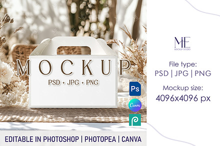 Gable Box Mockup, Gift Gable Box PNG, a Mockup by Mie Mockup Studio