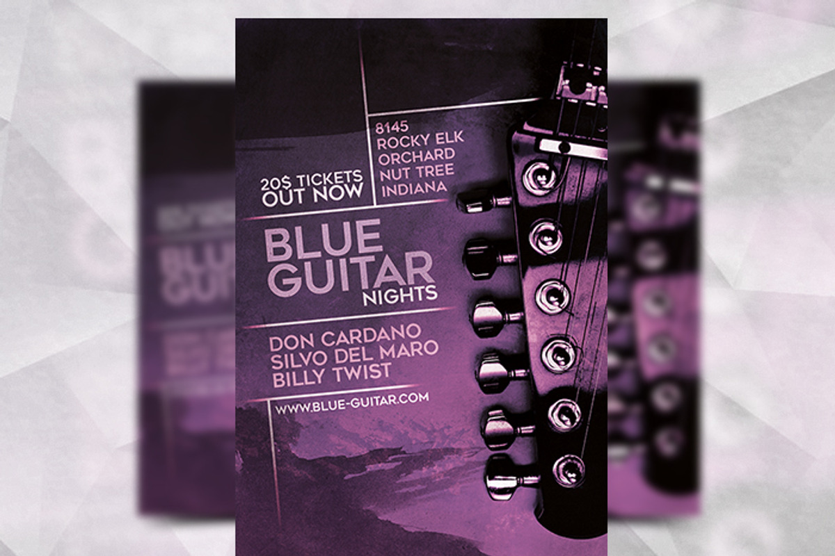 Blue Guitar - Flyer Template, a Flyer Template by Flyermarket (Photo 1 of 3)