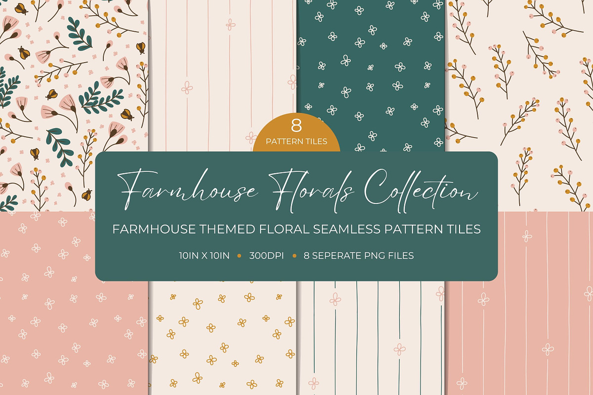 Farmhouse Florals Pattern Collection, a Pattern Graphic by Fern & Quill (Photo 1 of 7)