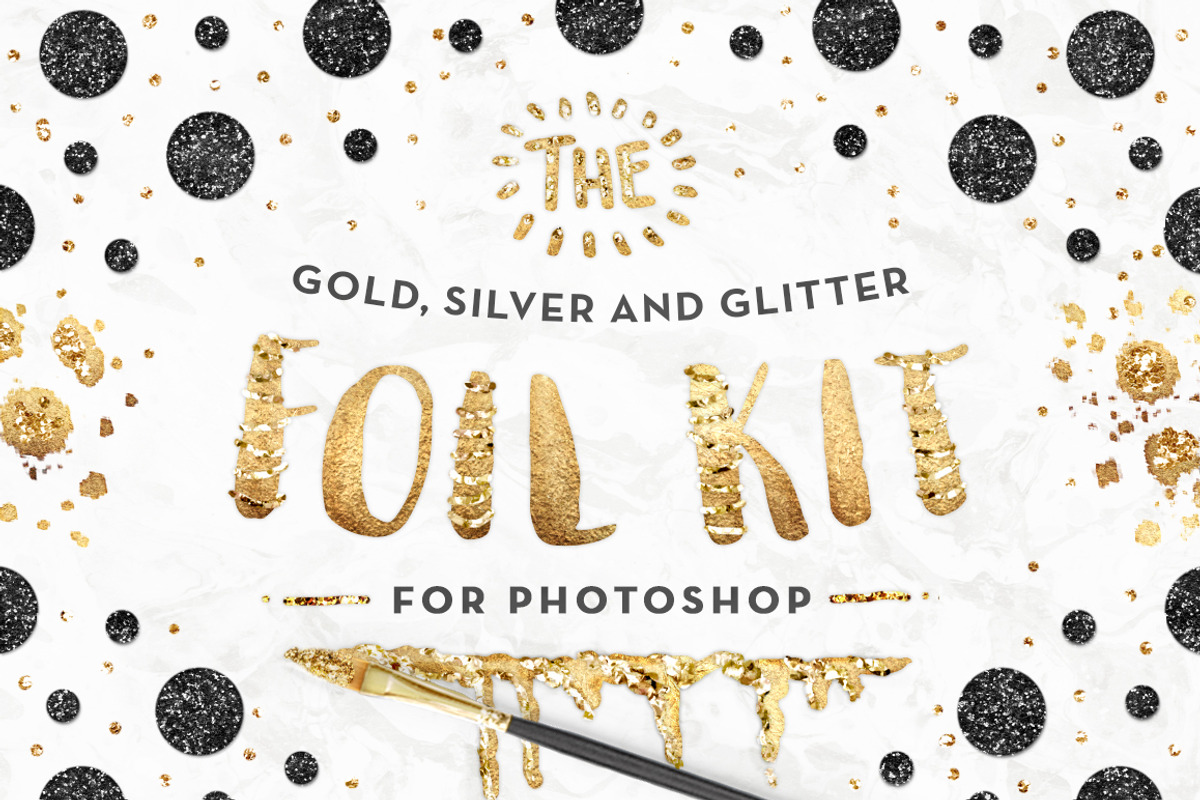 The Gold Foil Kit Essentials+Bonus!, a Layer Style Add-On by Pink Coffie (Photo 1 of 9)