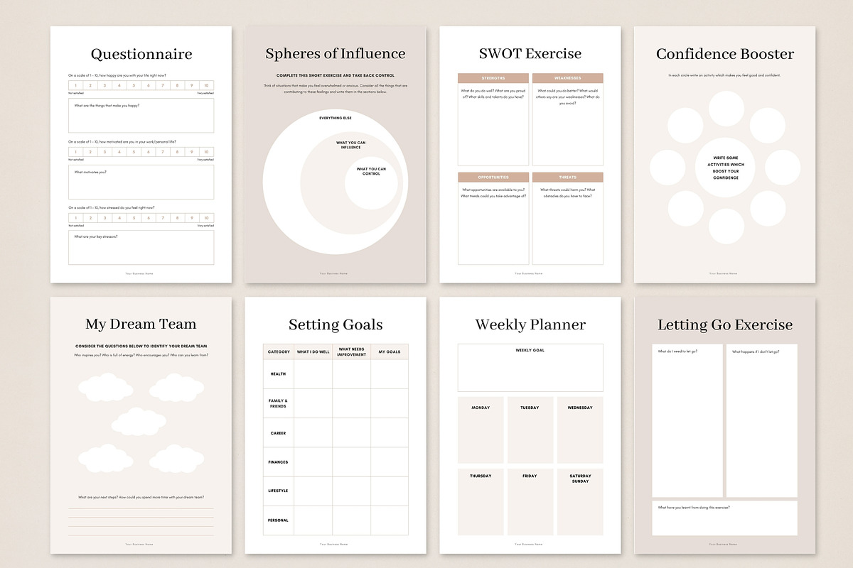 Coaching Worksheet Bundle for Canva, a Brochure Template by DeeBeeDesign (Photo 6 of 10)