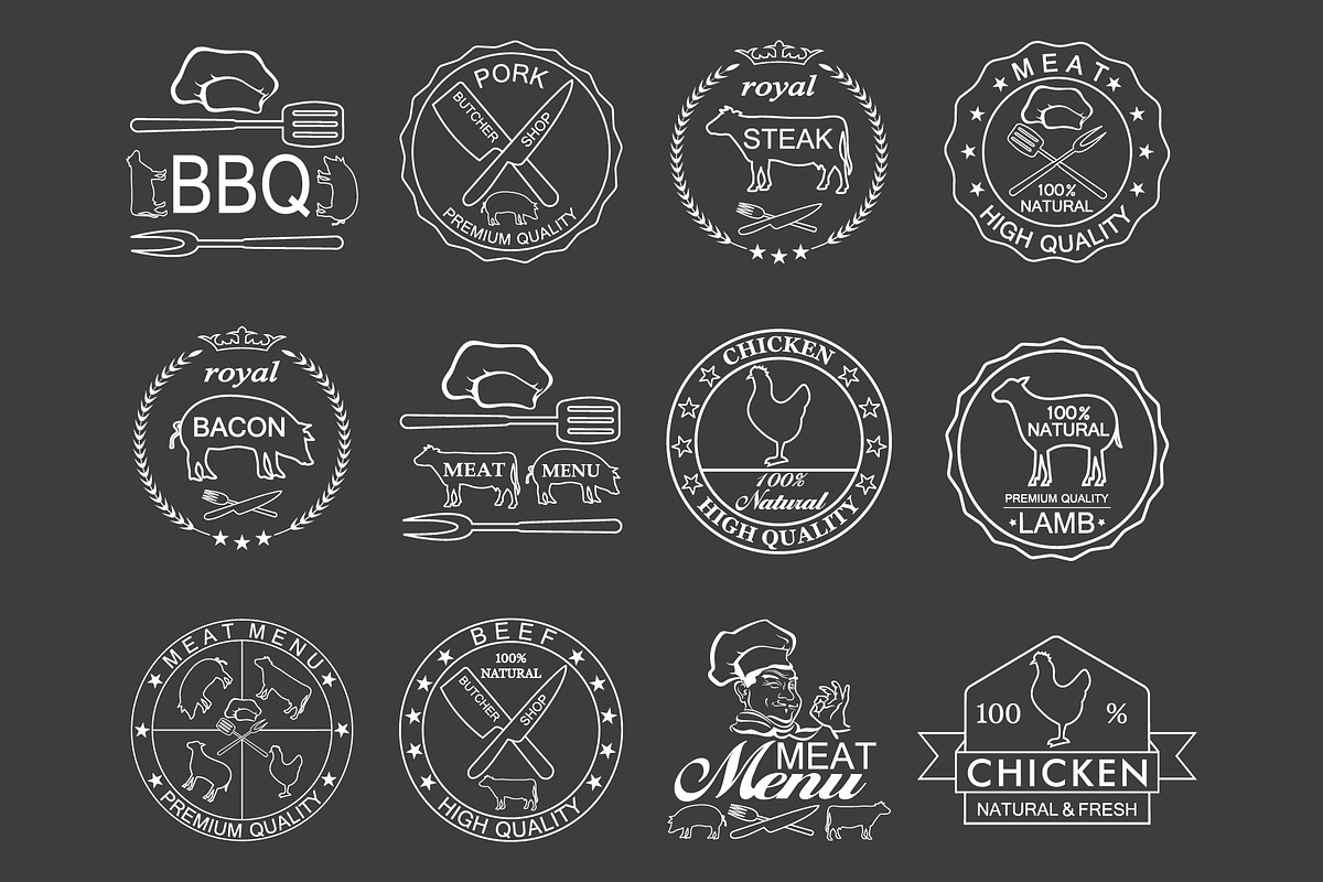 Set of meat emblems, a Graphic by Tomass2015 (Photo 5 of 5)