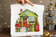 Whimsical Christmas House Clipart, an Illustration by OK Design (Thumbnail 4 of 6)