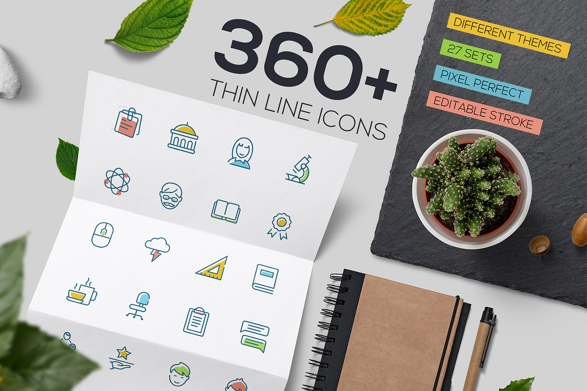 360+ Thin Line Design Icons Bundle, an Outline Icon by Boyko Pictures (Photo 1 of 10)