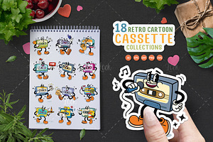 Retro Cassette Tape Cartoon, a Technology Illustration by Allmostudio