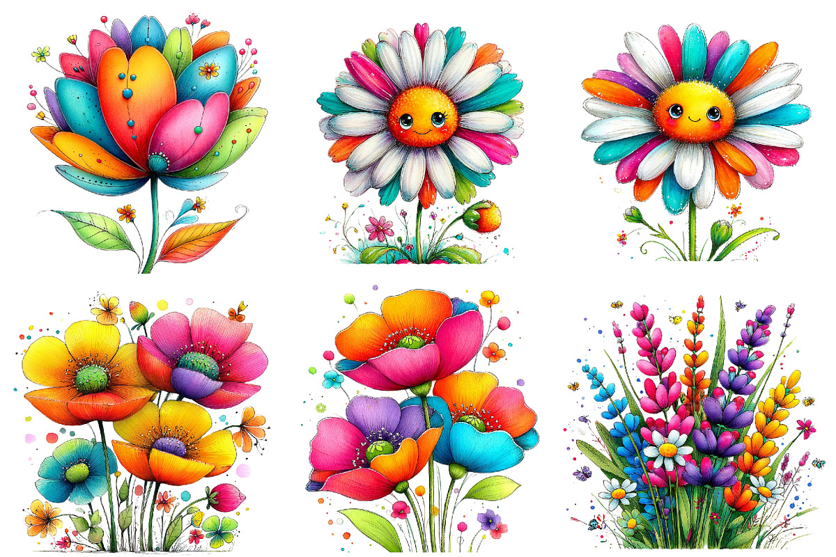 Whimsical Spring Wildflower Clipart, an Illustration by Designworld (Photo 2 of 8)