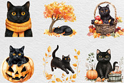 Fall Autumn Black Cat Clipart, an Illustration by Black Bird Studio (Thumbnail 2 of 6)