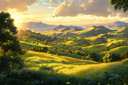 Golden rays illuminate a picturesque, a Photo by Iftikhar Alam