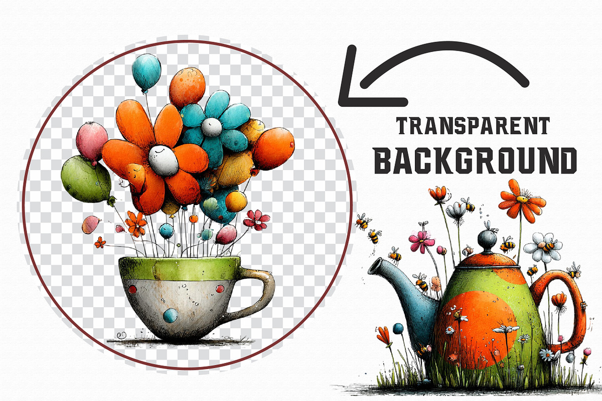 Whimsical Floral Tea Party Clipart, an Illustration by Libby Wishes (Photo 3 of 6)