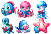 Undersea Reading Clipart, an Illustration by Designworld (Thumbnail 3 of 6)