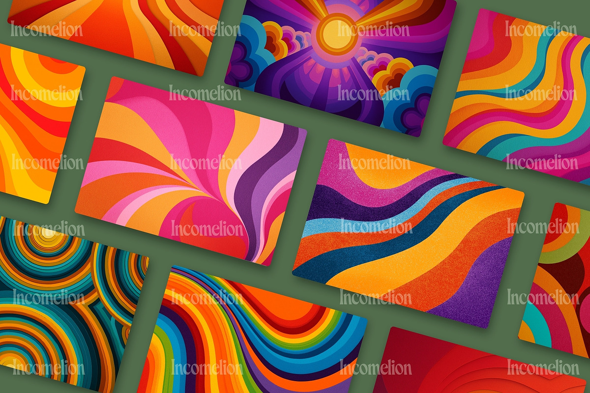 50 Groovy 1970s Backgrounds, a Decorative Illustration by Incomelion (Photo 7 of 12)