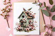 Whimsical Spring Birdhouse Clipart, an Illustration by SinaCreation (Thumbnail 6 of 11)