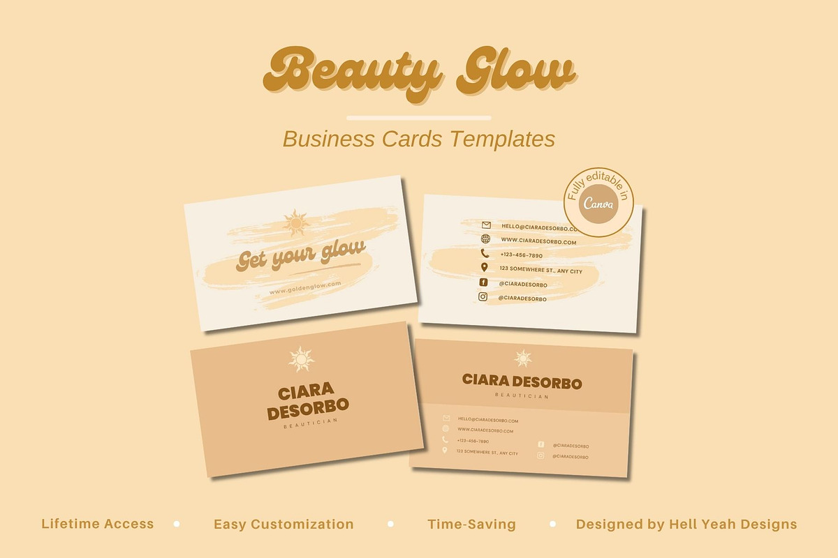 Beauty Business Cards Templates, a Business Card Template by Hell Yeah Designs (Photo 1 of 6)