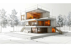 Architectural wireframe drawing of a, an Architecture Photo by Igor Tichonow