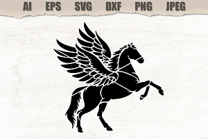 Stencil Winged Pegasus Horse, a Decorative Illustration by MARYCRAFTIRIA