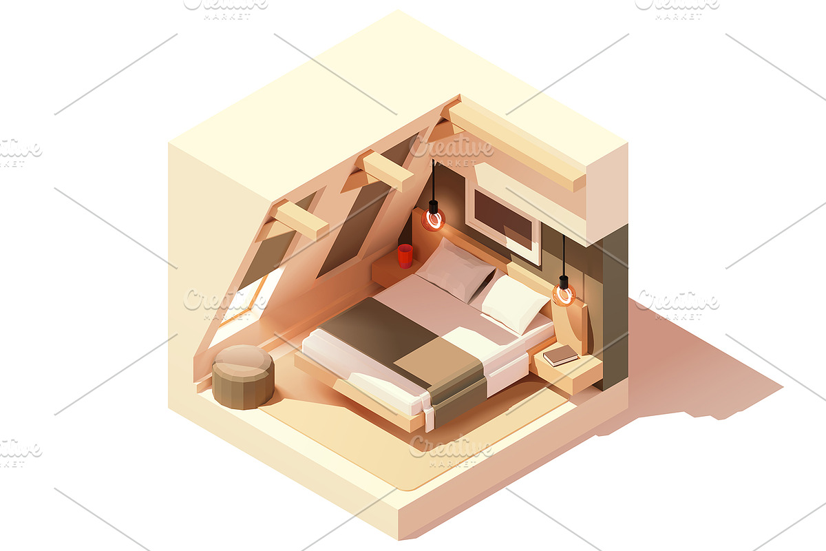 Vector isometric rooms, a Decorative Illustration by tele52 (Photo 7 of 23)