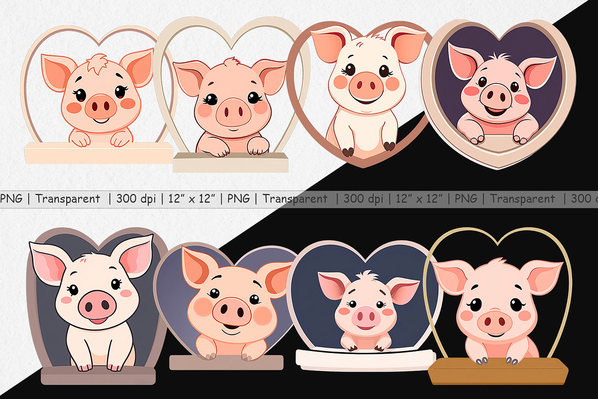 Clipart Heart Pig, a Graphic by Artnoy (Photo 3 of 5)