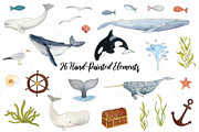 Watercolor Whales Graphics, an Illustration by Kileen Nicole Art (Thumbnail 2 of 5)