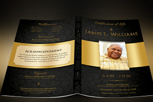 Black Gold Dignity Funeral Program