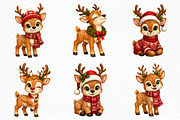 Whimsical Christmas Reindeer Clipart, a Seasonal Illustration by Craft Nest (Thumbnail 2 of 3)